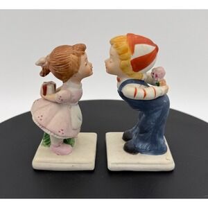 Vintage Kissing Boy and Girl Ceramic Figurine Set Made in Korea